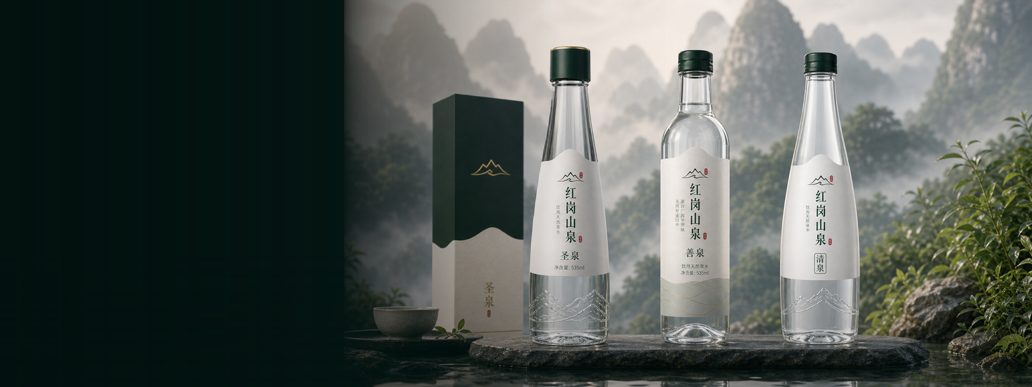 红岗山泉瓶装山泉水陈列于商务接待空间的联系我们主图