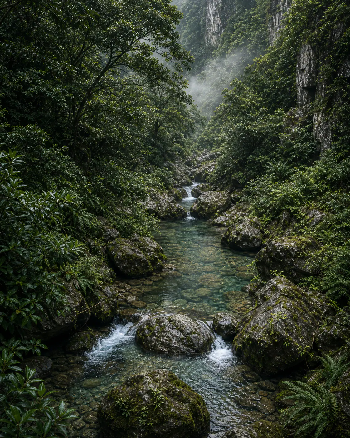 红岗山泉天然山泉水源与山涧溪流场景