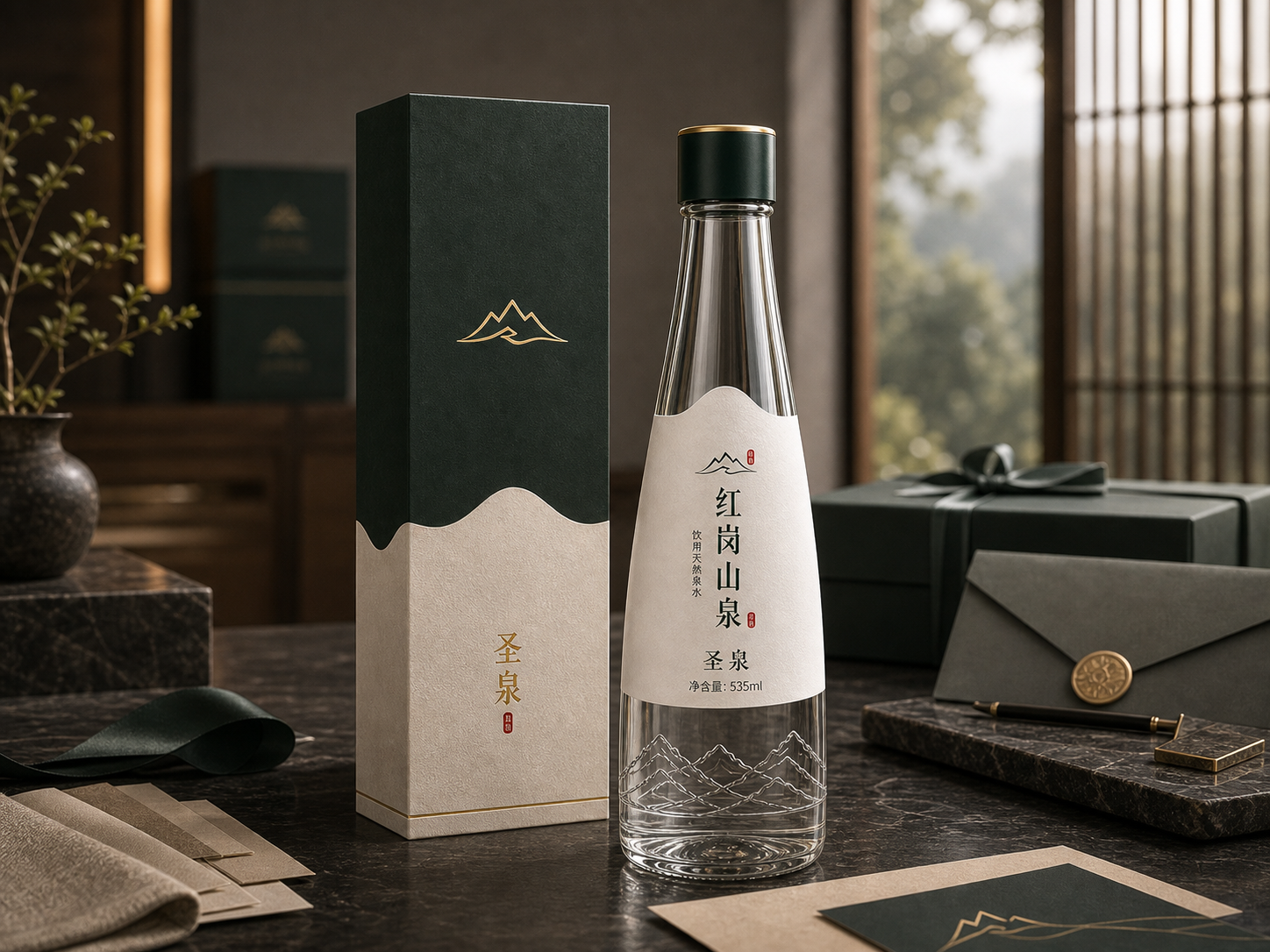 红岗山泉圣泉礼盒用于企业礼赠与定制服务的高端包装场景